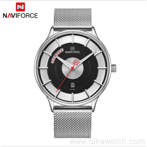 NAVIFORCE 3007 foreign trade new fashion personality watch stainless steel mesh band quartz watch